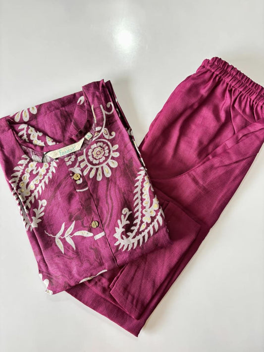 Co Ord Set With Plain Pant