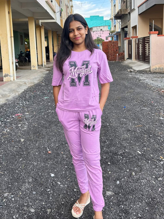 Purple Tshirt With Joggers Pant