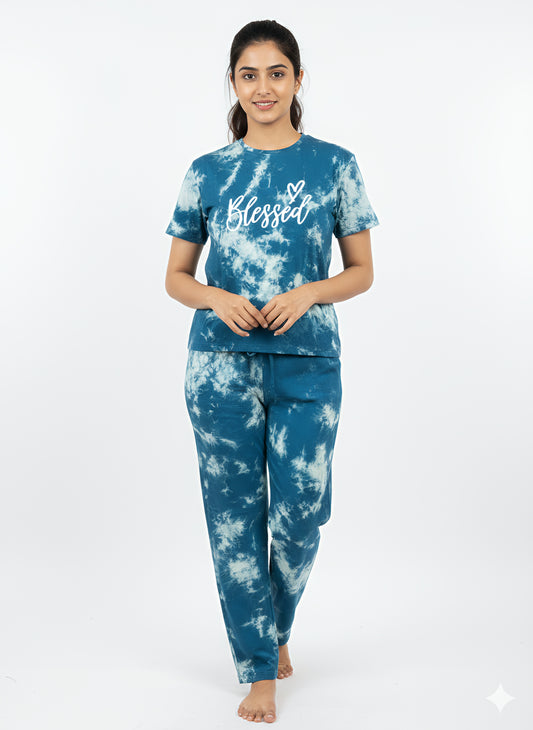 Tie and dye premium co ord set - Blue