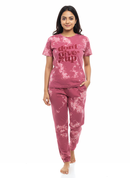 Tie and dye premium co ord set - Onion Pink