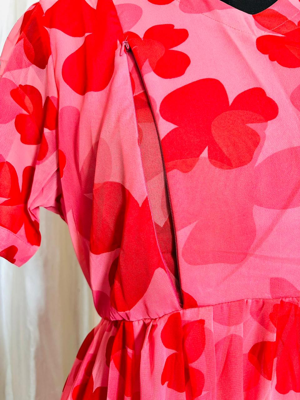 Georgette Feeding Frock -Red