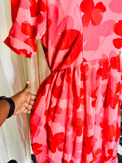 Georgette Feeding Frock -Red