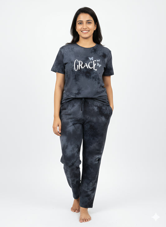 Tie and dye premium co ord set -Ash