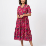 Pink Floral Print 2tier Feeding Maxi