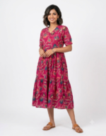 Pink Floral Print 2tier Feeding Maxi