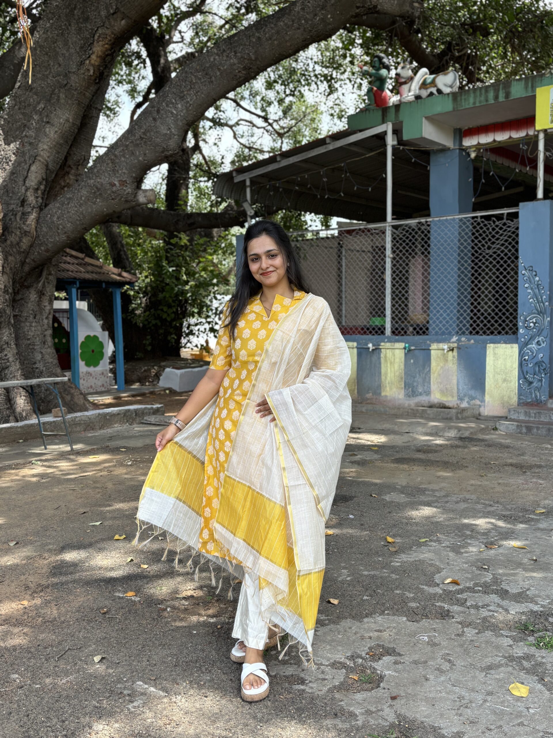 IMG_4801 Premium Raw Silk Kurthi - Yellow - Image 1