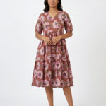 Onion Pink Floral Print 2tier Feeding Maxi
