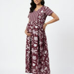 Feeding Maxi Nighty With Zip-Maroon