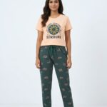 Premium Pyjamas Set- Sandal & Green