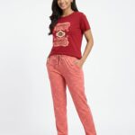 Premium Pyjamas Set- Maroon & Pink