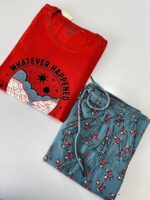 Premium Pyjamas Set- Maroon & Blue - Image 2
