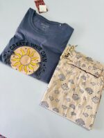 Premium Pyjamas Set- Blue & Sandal - Image 2