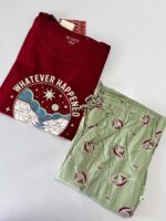 Premium Pyjamas Set- Maroon & Green - Image 2