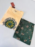 Premium Pyjamas Set- Sandal & Green - Image 3