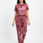 Tie and Dye Premium Co ord Set -Maroon
