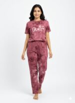 Tie and Dye Premium Co ord Set -Maroon