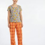 Womens Co ord Set - Ash With Orange