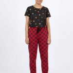 Womens Co ord Set - Red With Black