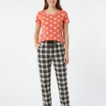 Womens Co ord Set - Peach With Black