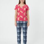 Womens Co ord Set - Pink With Blue
