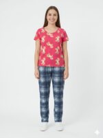 Womens Co ord Set - Pink With Blue