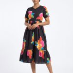 Feeding Kurthi-Black Floral(Centre Zip)