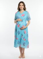 Georgette Feeding Frock-Skyblue