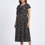 Ash With Lion Print Shwal Type Feeding Frock (Inner Double Side Zip)