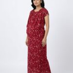 Maroon Shwal Type Feeding Frock (Inner Double Side Zip)