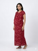 Maroon Shwal Type Feeding Frock (Inner Double Side Zip)