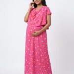 Pink Shwal Type Feeding Frock (Inner Double Side Zip)