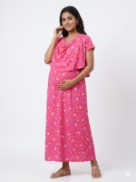 Pink Shwal Type Feeding Frock (Inner Double Side Zip)