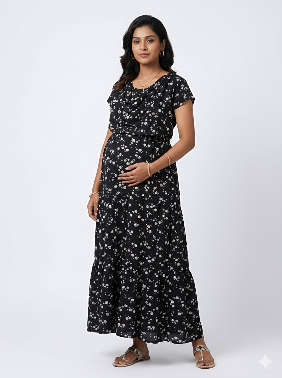 WhatsApp Image 2026-06-08 at 10.44.07 AM (1) Black Floral Shwal Type Feeding Frock (Inner Double Side Zip) - Image 1