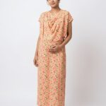 Orange Light Shade Shwal Type Feeding Frock (Inner Double Side Zip)