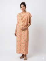 Orange Light Shade Shwal Type Feeding Frock (Inner Double Side Zip)