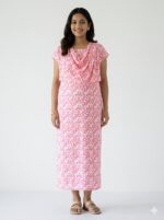 Pink Ribbon Shwal Type Feeding Frock (Inner Double Side Zip)