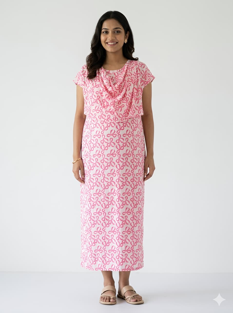 WhatsApp Image 2026-06-08 at 10.44.08 AM (1) Pink Ribbon Shwal Type Feeding Frock (Inner Double Side Zip) - Image 1
