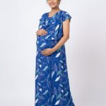 Blue With Green Shwal Type Feeding Frock (Inner Double Side Zip)