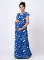 Blue With Green Shwal Type Feeding Frock (Inner Double Side Zip)