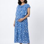 Blue Sea Theme Shwal Type Feeding Frock (Inner Double Side Zip)