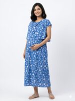 Blue Sea Theme Shwal Type Feeding Frock (Inner Double Side Zip)