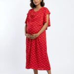 Red Heart Shwal Type Feeding Frock (Inner Double Side Zip)