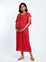 Red Heart Shwal Type Feeding Frock (Inner Double Side Zip)