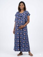 Blue Cartoon Shwal Type Feeding Frock (Inner Double Side Zip)