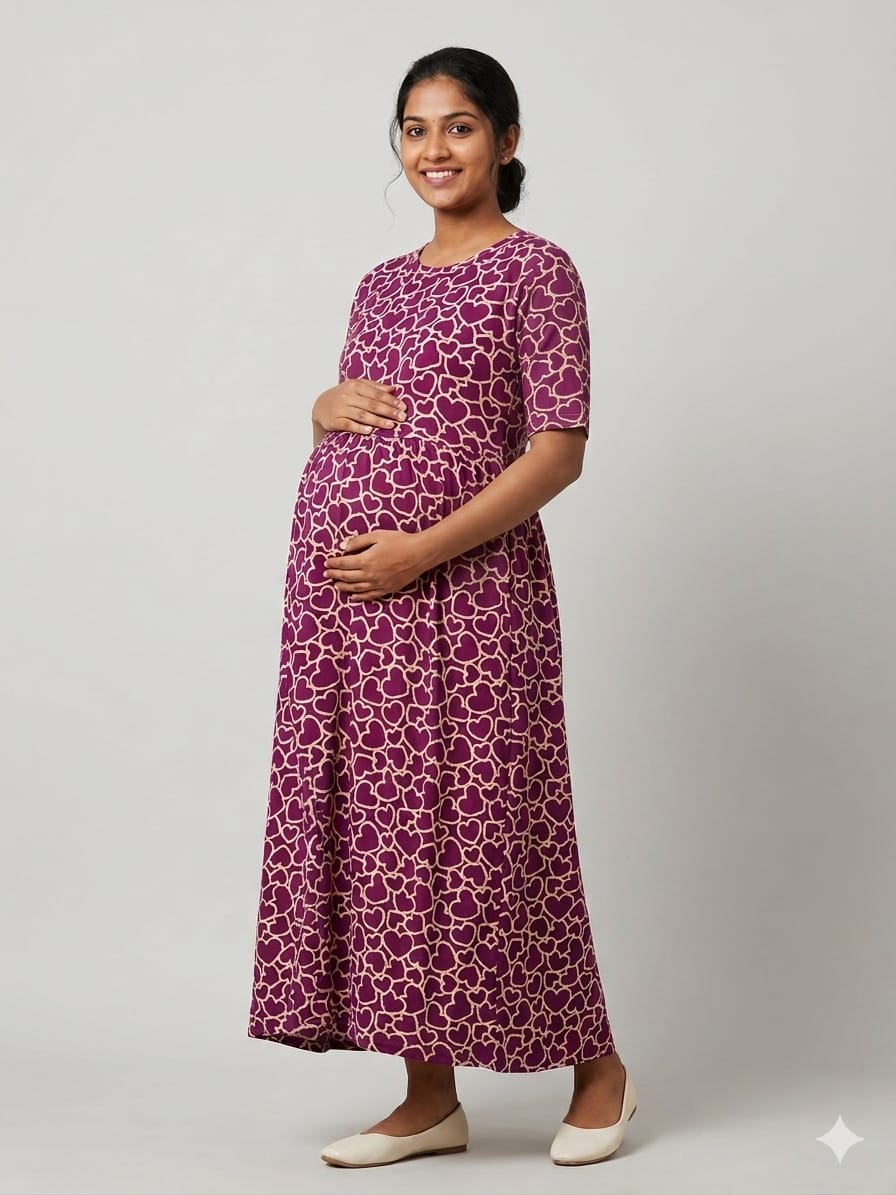 WhatsApp Image 2026-06-08 at 10.45.00 AM Purple Heart Feeding Frock - Image 1