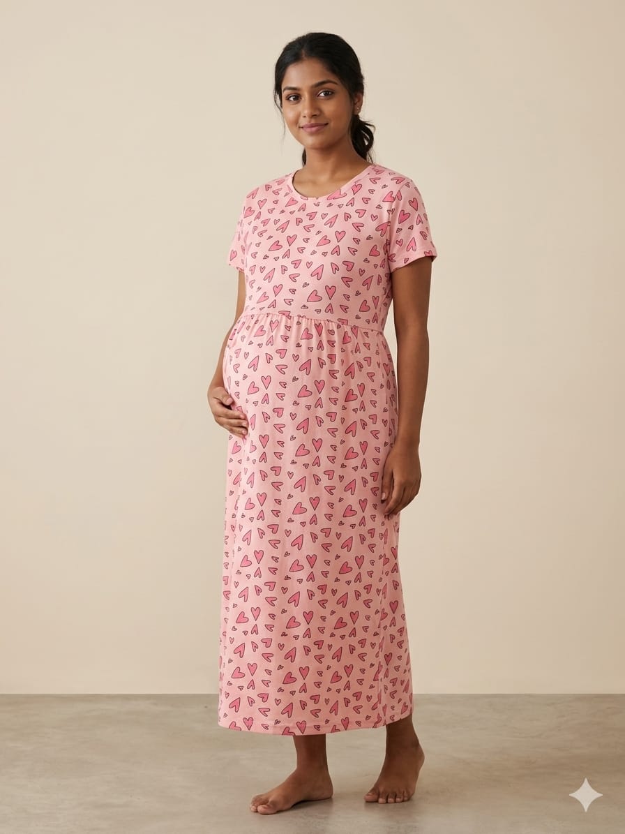 WhatsApp Image 2026-06-08 at 10.45.03 AM (1) Pink Heart Feeding Frock - Image 1