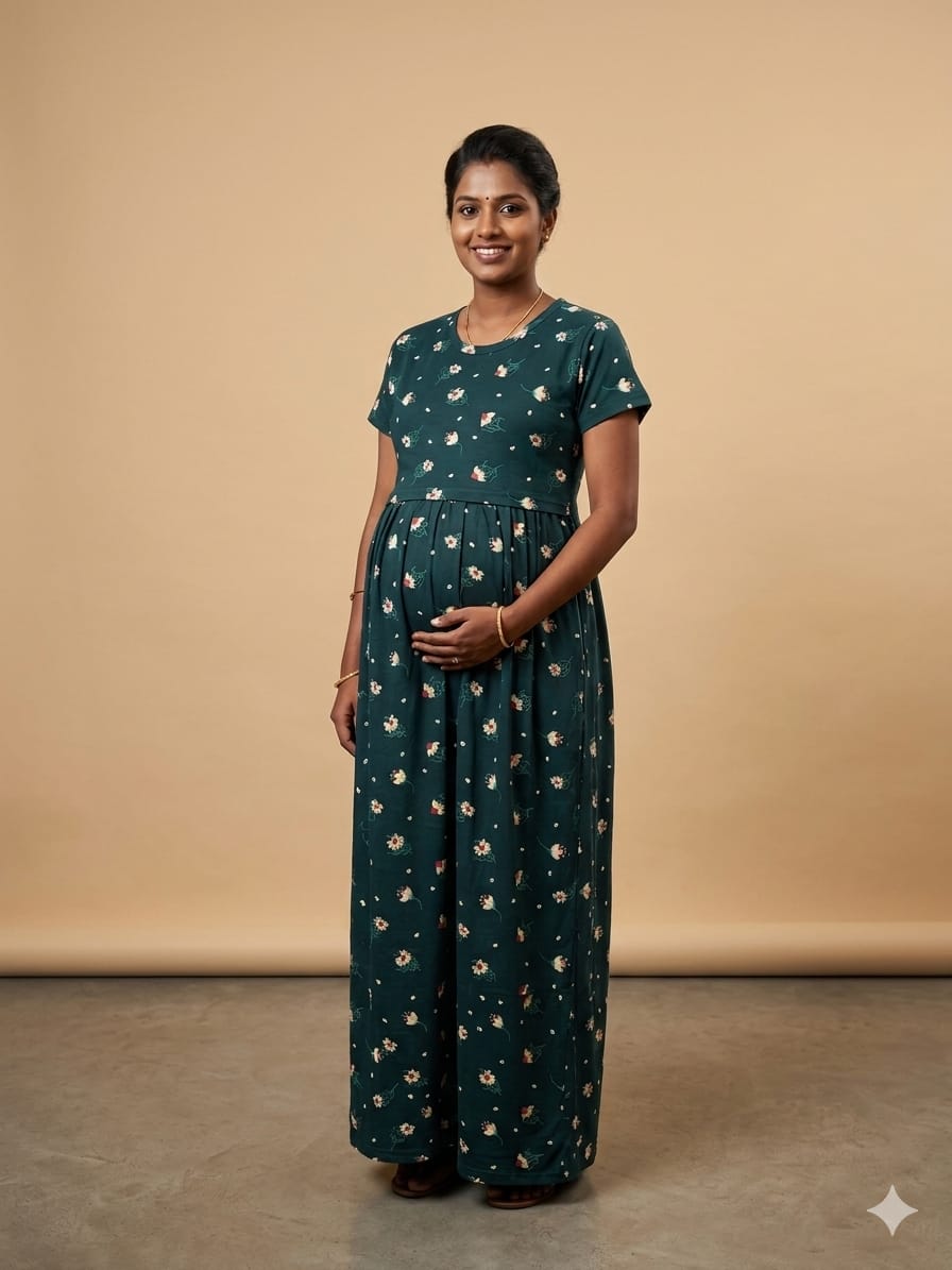 WhatsApp Image 2026-06-08 at 10.45.03 AM (3) Green Floral Feeding Frock - Image 1