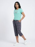 Womens 3/4th Pant Set-Sea Green