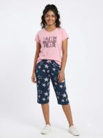 Womens 3/4th Pant Set-Pink