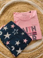 Womens 3/4th Pant Set-Pink - Image 2